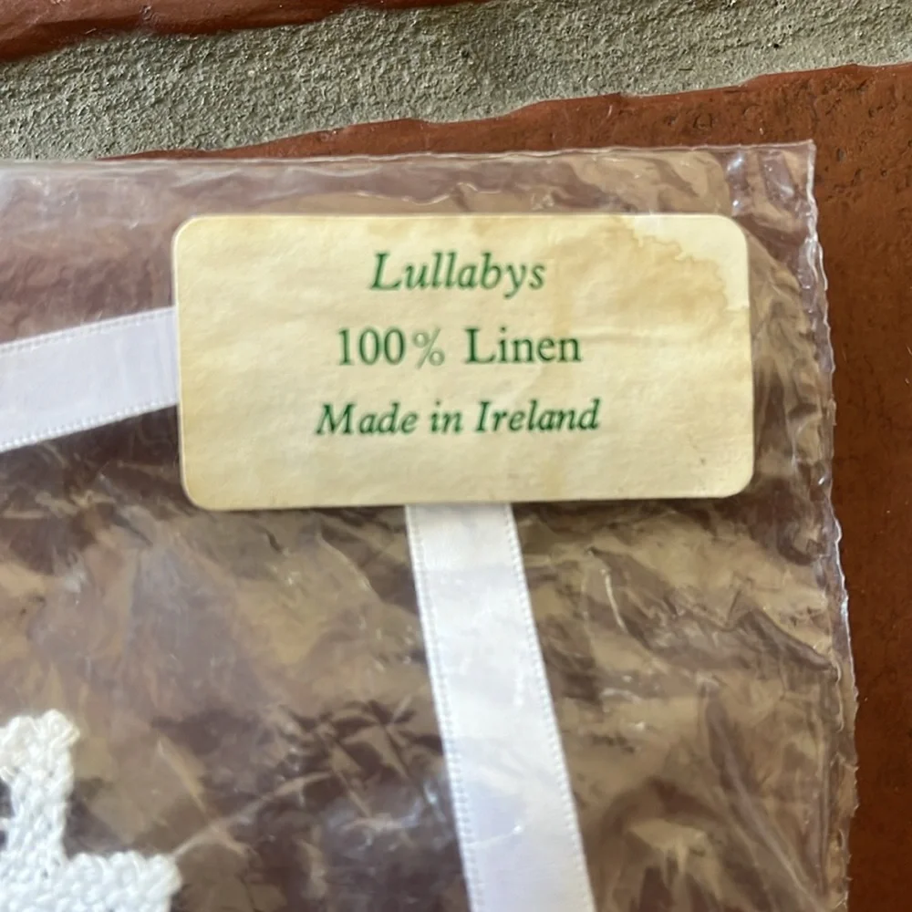Authentic Irish Linen White Lace Baby Bib